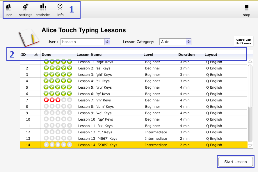 alice touch typing tutor